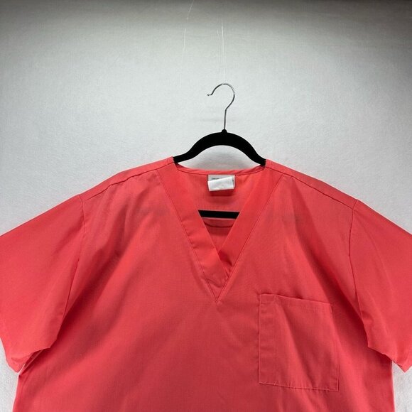 UA Scrubs Top Mens Size L V-Neck Short Sleeve Medical Uniform Melon Orange - Picture 3 of 10